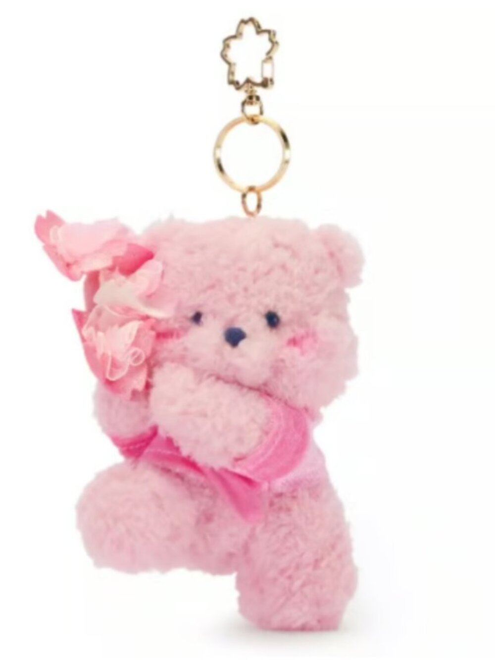 RARE Tokyo Disney Winnie the Pooh Sakura Plush Keychain Bag Charm Pink Flower